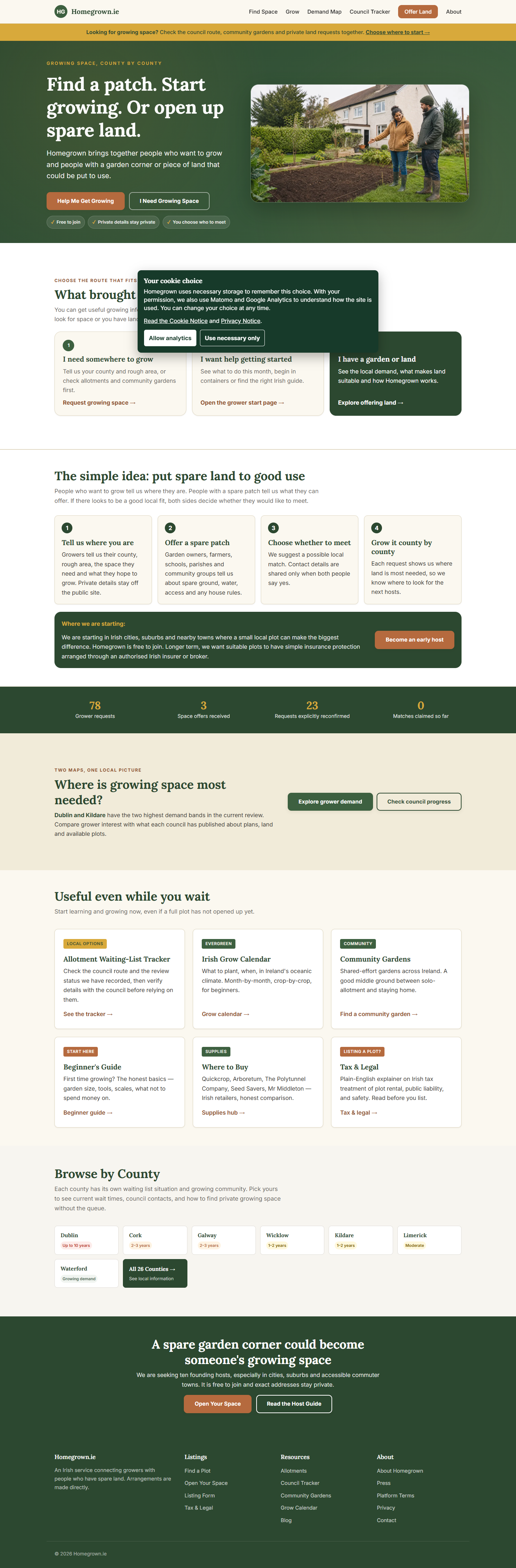 Homegrown homepage reviewed in September 2026